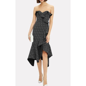 TRADE (Size 2) or SELL -- Jonathan Simkhai Speckle Asymmetric Ruffle Midi Dress